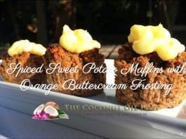 coconut oil post spiced sweet potato muffins with orange buttercream frosting 1