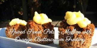 coconut oil post spiced sweet potato muffins with orange buttercream frosting 1