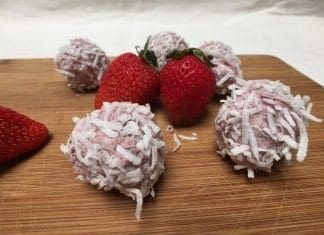 coconut oil post strawberry smoothie bliss balls 22